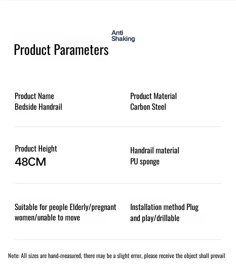 Bedside Guardrail for Elderly/Pregnant Women, Stainless Steel Bed Side Rail Protection Device, Adult Bed Handrail for Most Bed Aimak Store