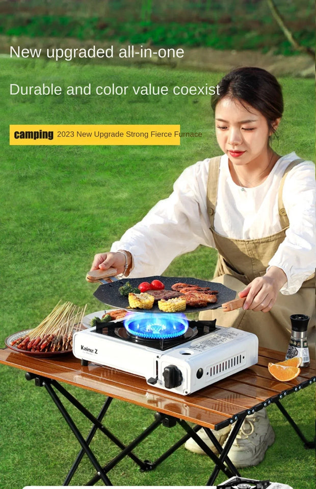 [Without Gas Cylinder]Portable Gas Powered Stove Burner Household Stainless Steel Camping Gas Stove Outdoor Butane Gas Cooktops Aimak Store