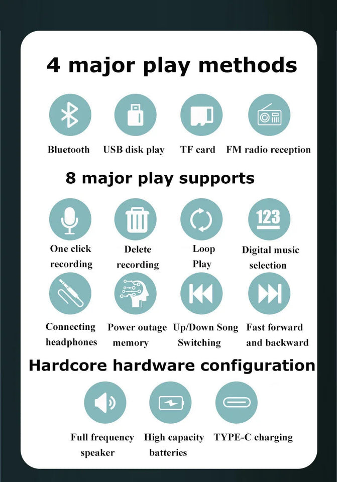 Mini Portable FM Radio High Sensitivity Radios Receiver Wireless Hifi  Bluetooth Speaker with Mic Support Recording TF USB Play Aimak Store