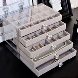 Acrylic Velvet Jewelry Organizer with 3 Drawers Stackable Display Storage Earrings Necklace Bracelets Box Holder Case for Women Aimak Store