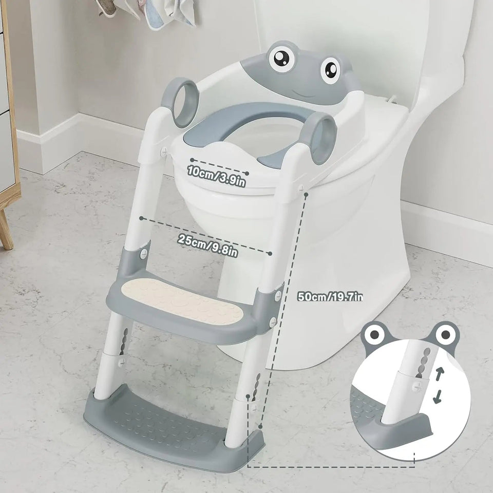 Children's Toilet Seat Stairway Baby Boys and Girls Toilet Folding Stand Anti-Slip Step Stool Children's Step Toilet Seat Ring Aimak Store