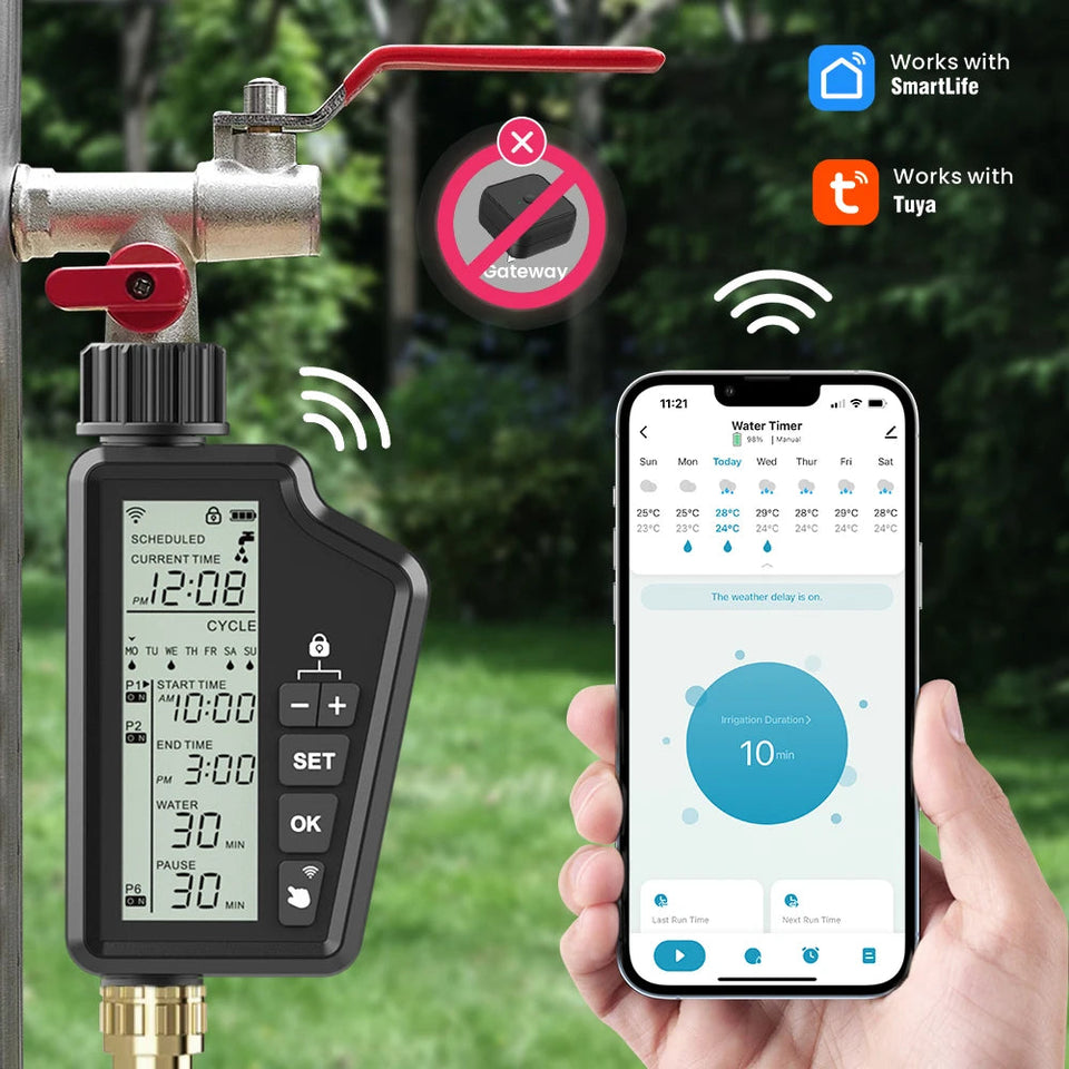 AVATTO Tuya WiFi Smart Display & Button Water Sprinkler Timer，Irrigation System Outdoor Home Garden Lawn Greenhouse Supplies Aimak Store