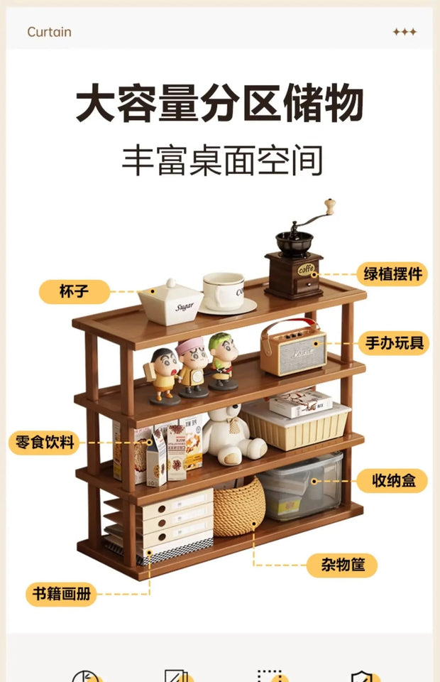 Desktop Storage Rack Small Shelf on The Desk Simple Bookshelf Desk Kitchen Storage Rack Countertop Shelf Bamboo Storage Rack Aimak Store