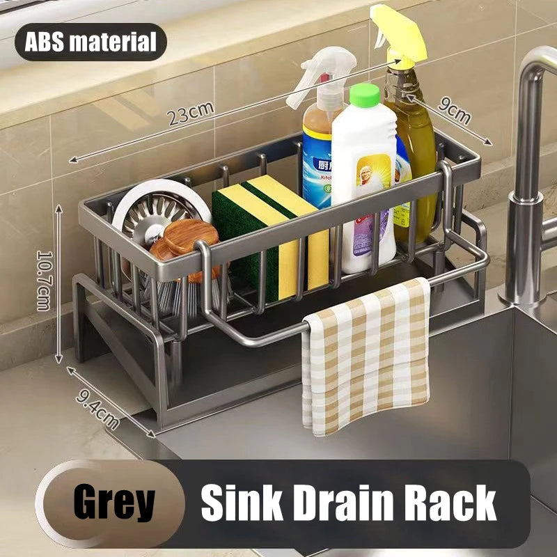 Kitchen Sink Drain Rack Organizer ABS Plastic Self-draining Sink Shelf Soap Sponge Holder Dishcloth Towel Rack filter basket Aimak Store
