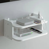 2 Tier Floating Shelves Wifi Router Hanging Layer Multi Tap Outlet Set Top Box Holder Cable Bracket Wall Mount Storage Organizer Aimak Store