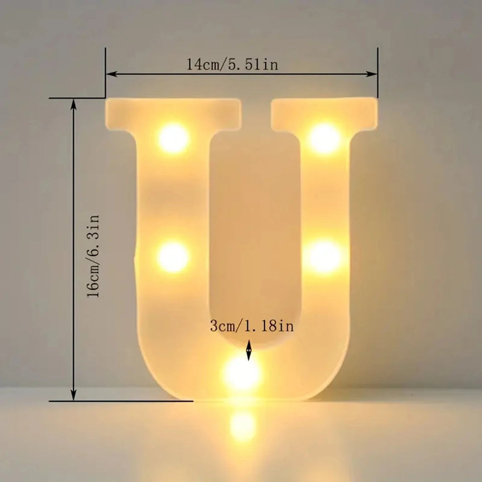 1pc White Decorative Led Light Up 6.3'' Number Letters Sign Night Lights Marquee For Home Wedding Party Birthday Christmas Decor Aimak Store