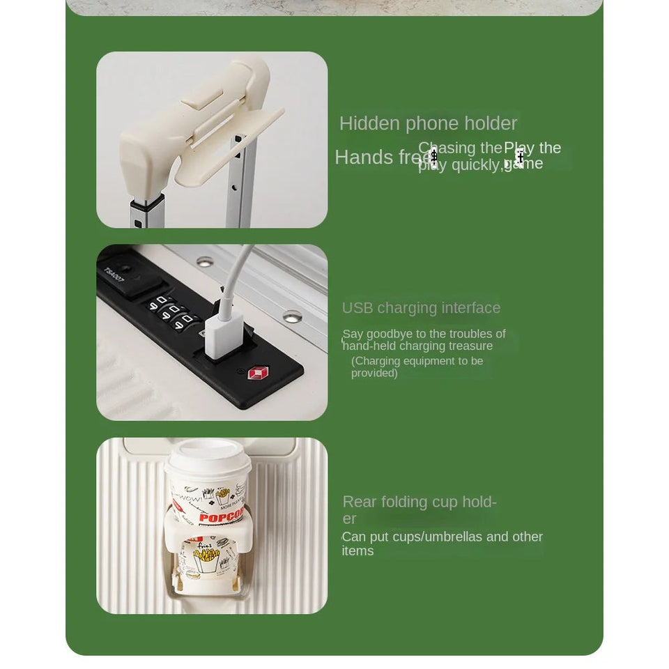 New Front Opening Lid Suitcase Multifunctional Mini Luggage Aluminium Frame 18/20 Boarding Box Trolley Case Cabin Bag Aimak Store