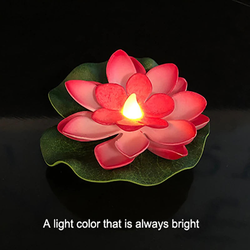 1PC Artifical Floating Lotus Night Light 10cm Flower Lotus Lamp Waterproof Lights Christmas Garden Pool Pond Fountain Decoration Aimak Store