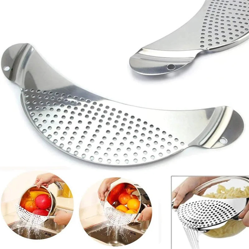 Pot Strainer Pan Drainer For Home Kitchen Easy Draining Pot Strainer Stainless Steel Pasta Spaghetti Practical Draining Tool Aimak Store
