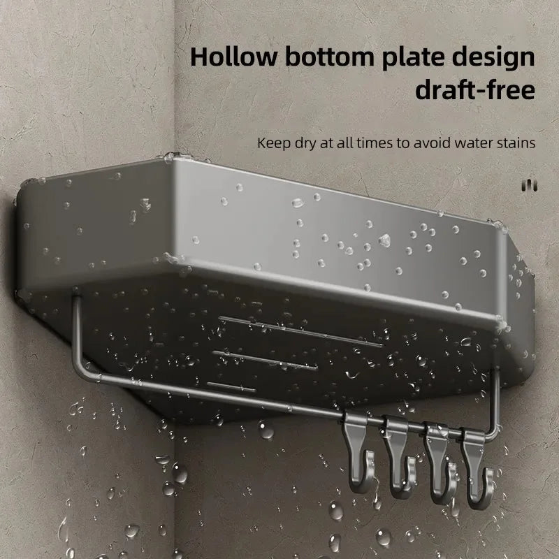 Bathroom Shelf Corner Space Aluminum Bathroom Triangle Basket Shower Room Storage Rack Wall Mounted Black/Matte/Grey Aimak Store