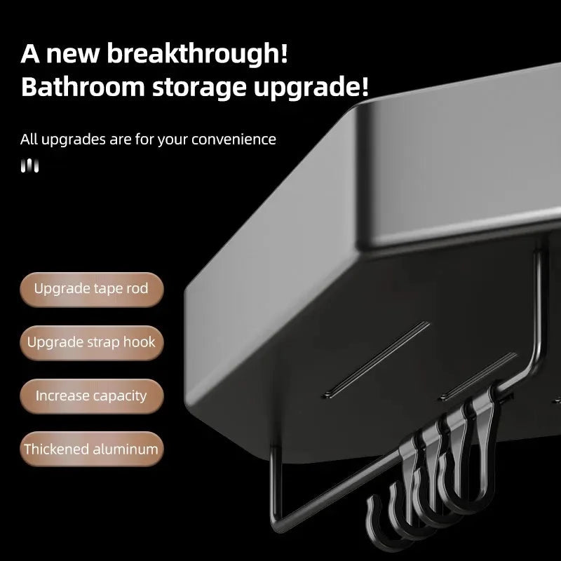 Bathroom Shelf Corner Space Aluminum Bathroom Triangle Basket Shower Room Storage Rack Wall Mounted Black/Matte/Grey Aimak Store