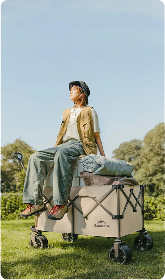 Naturehike Big Wheels Heavy Duty Folding Cart Outdoor Large Capacity Wagon Cart Beach Wagon For Sand Pull Trolley Camping Cart Aimak Store