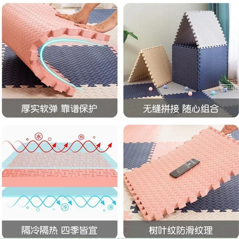 12pcs Foam Baby Play Mat Puzzle Mat Kids Interlocking Exercise Tiles Rugs Floor Tiles Toy Carpet Soft Carpet 30*30*1cm Aimak Store