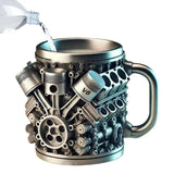 Funny V8 V6 Engines Design Tea Cup Coffee Mug Handmade Engines Stainless Steel Resin Large Capacity Coffee Cup Aimak Store