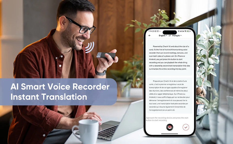 AI powered Voice Recorder  Summarize Instant Translation by ChatGPT  68 Languages,64GB Audio Recorder Magnetic for mobile phone Aimak Store