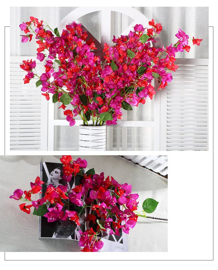 Bougainvillea Artificial Flower Silk Fake Flower Wedding Home Decor Garden Engineering Landscaping Plants Garland Flower Wall Aimak Store