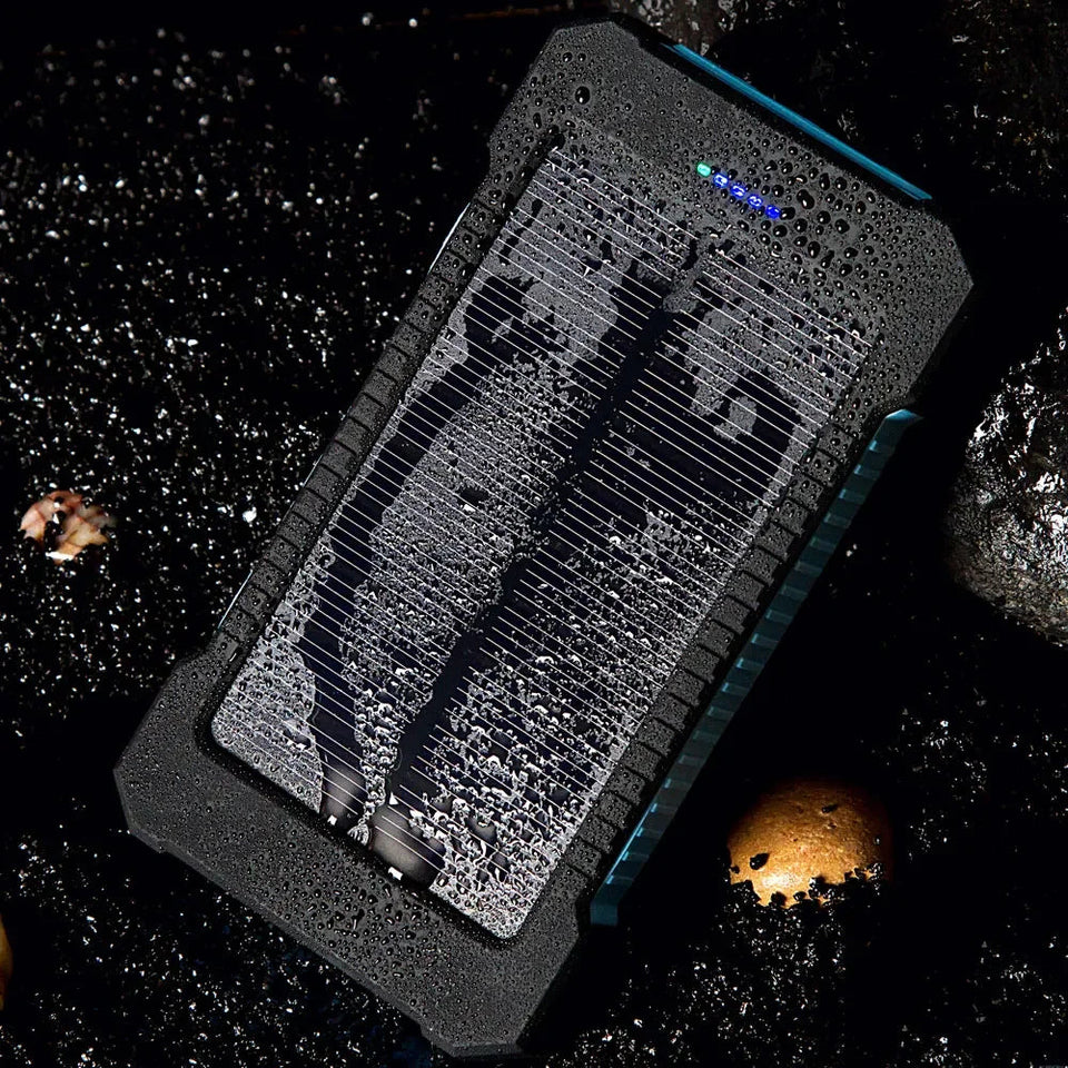 20000mah Portable Solar Power Bank Waterproof External Battery Backup Powerbank 20000 mah Phone Battery Charger LED Pover Ban Aimak Store