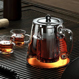 Heat Resistant Glass Teapot with Stainless Steel Tea Strainer Infuser Flower Kettle Kung Fu Teaware Set Puer Oolong Pot Aimak Store