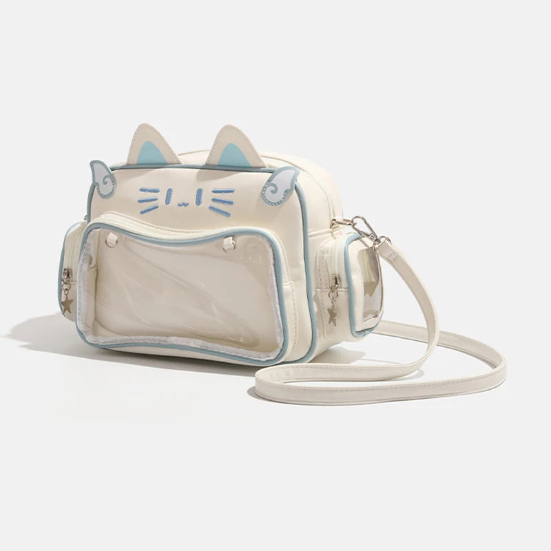 Y2K Ita Bag Cat PU Backpack – Foldable, Adjustable Strap, Secure Zipper, Preppy Style Cute Schoolbag Aimak Store