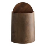 Wood Grain Bathroom Garbage Can With Swing Top Lid Large Capacity Rotating Design Detachable Waste Bin Dustbin Aimak Store