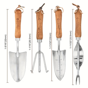 4pcs/set Heavy-duty Garden Tool,Durable Stainless Steel And A Sturdy Wooden Handle. Includes Hand Shovel, Trowel, Garden Rake Aimak Store
