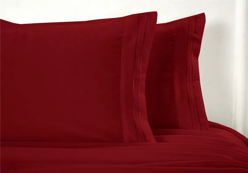 Embroidery Brushed 3/4 Pieces Bed Set Flat Sheet Fitted Sheet Pillowcase Bedding Set for Twin Full Queen King Pillow Sham Soft Aimak Store