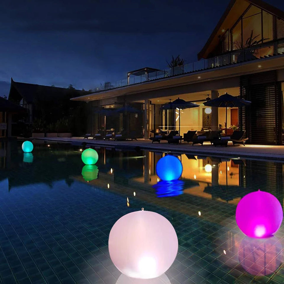 16 Colors Floating Pool Lights 40cm Large Inflatable Pool Beach Ball For Water Pool Party Outdoor Balloon LED Garden Ball Light Aimak Store