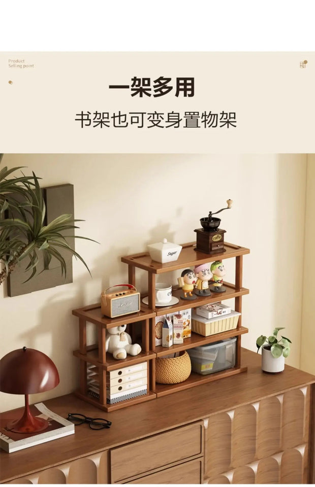 Desktop Storage Rack Small Shelf on The Desk Simple Bookshelf Desk Kitchen Storage Rack Countertop Shelf Bamboo Storage Rack Aimak Store