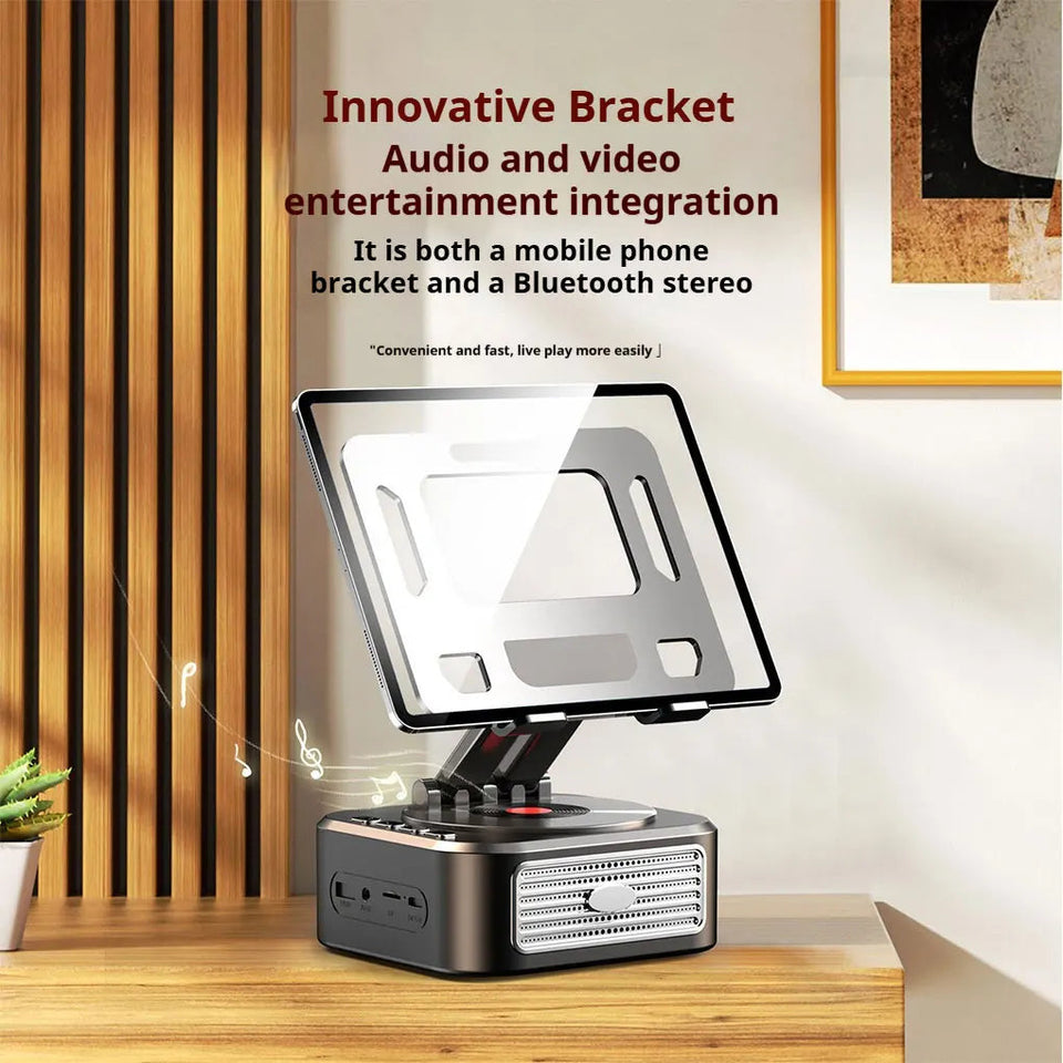 360° Rotation Foldable Desk Tablet Stand Holder Table Smartphone Mount with Wireless Bluetooth Speaker Stereo USB Sound Box Aimak Store