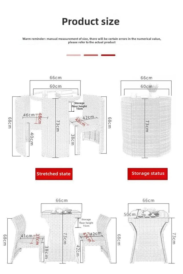 Balcony courtyard leisure table and chair combination rattan chair three piece set tea imitation rattan chair tea table Aimak Store