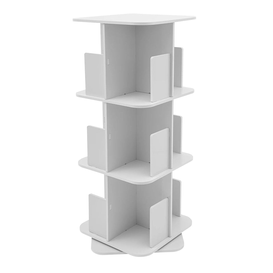Bymaocar 360° Rotating Bookshelf, 3 Tier Standing Bookcase, Small Corner Bookcase White For Bedrooms/Living Rooms Aimak Store