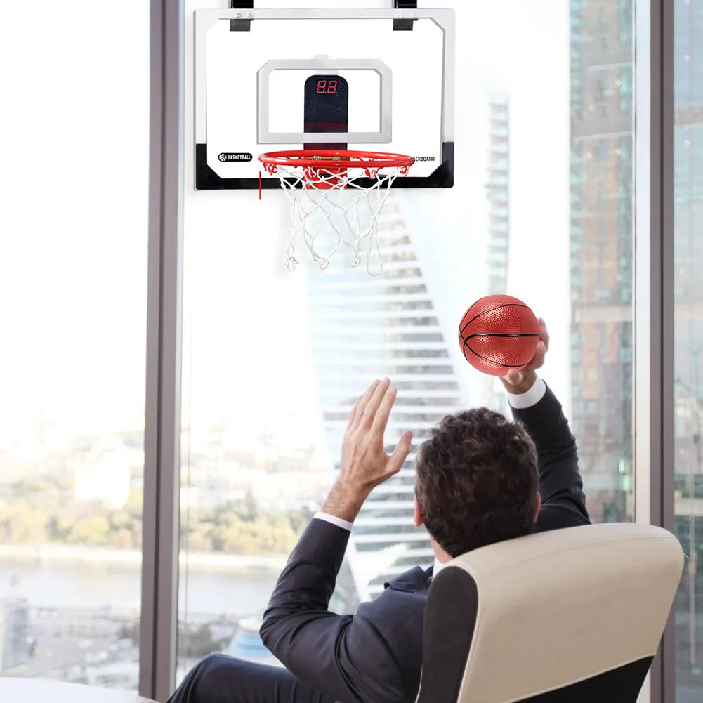 Kids Mini Basketball Hoop With Electronic Scoreboard Ball Sport Backboard Outdoor Indoor Excersise Accessory Funny Game Toys