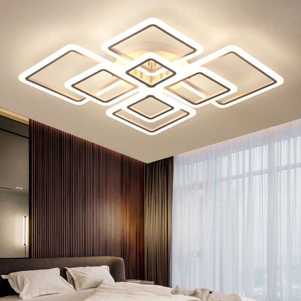 Nordic Pendant Light Ceiling Lamp Modern square LED Chandelier Suitable for Bedrooms Living Rooms Kitchen Dining Lighting Decor Aimak Store
