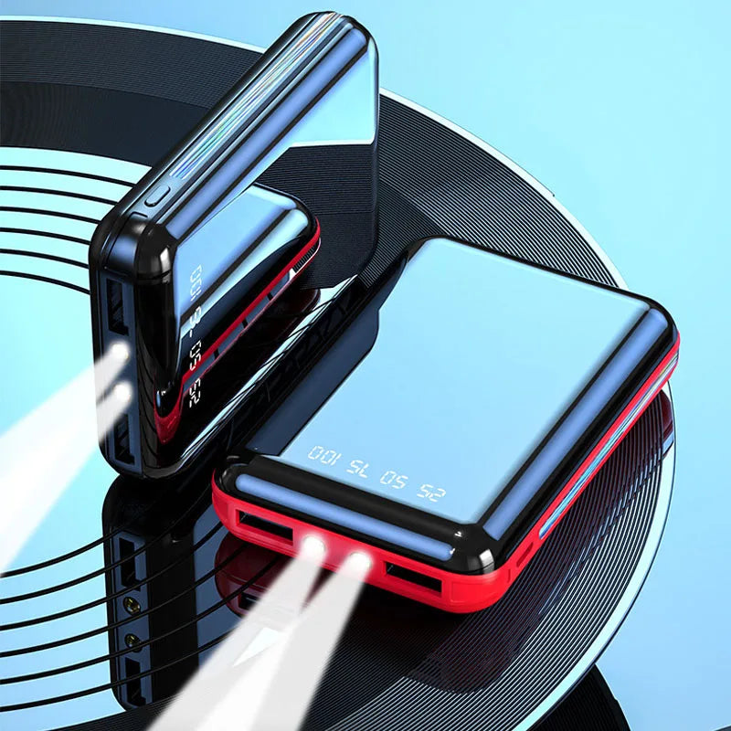 20000mAh Mini Power Bank Portable Charger Mirror Screen LED Digital Display Powerbank External Battery Pack Power Bank Poverbank Aimak Store
