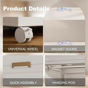 Portable Wardrobe Closet, Large Collapsible Plastic Wardrobe with Wheels, Foldable Clothes Storage Cabinet with 8 Shelves Aimak Store