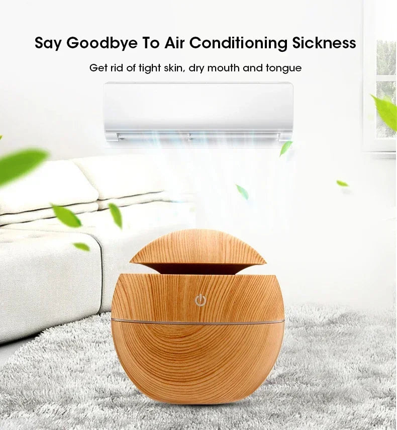 Mini Imitation Wood Sonic Humidifier USB Aromatherapy Essential Oil Diffuser Home Air Humidifier Desktop Woodgrain Humidifier Aimak Store
