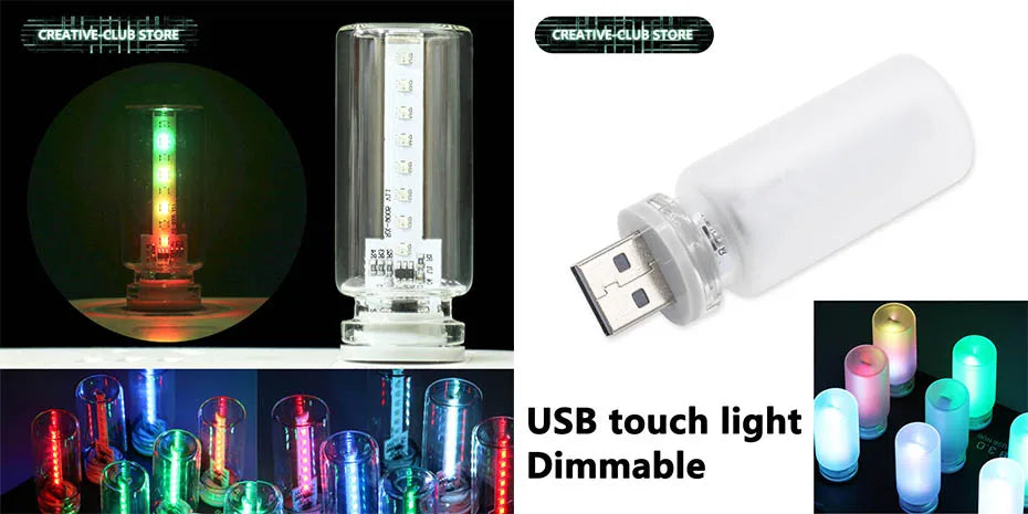 USB Touch Control LED Night Light Atmosphere Light Edison Bulb Incandescent Lamp LED Filament Light Bulb Bedroom Decoration Aimak Store