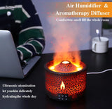 Volcano Flame Air Humidifier Light Ultrasonic Essential Oil Aroma Diffuser for Home Room Fragrance Jellyfish Mist Smoke Steamers Aimak Store