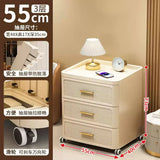 Modern Minimalist Nightstand with Drawers|Faux Wood Bedside Storage Cabinet Movable Bedroom Organizer Space-Saving HomeFurniture Aimak Store