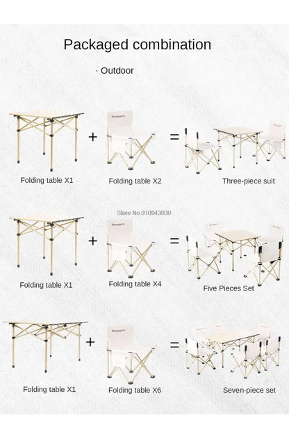 Portable Outdoor Table and Chair Set Folding Picnic Table Self-driving Camping Table Aluminum Alloy Car Egg Roll Table