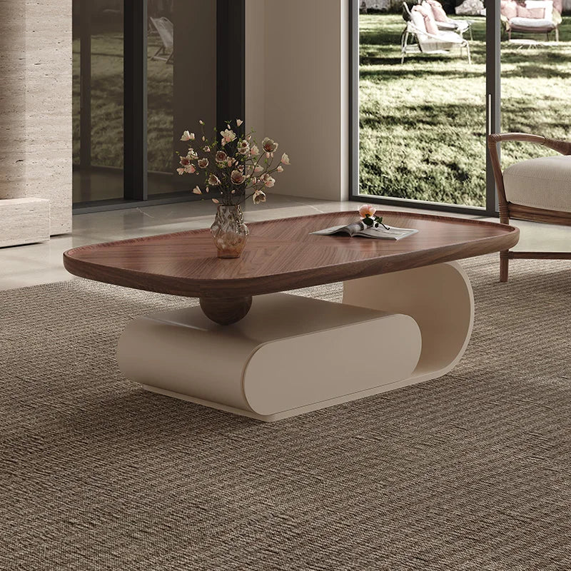 Medieval walnut coffee table living room home modern simple small apartment oval black and white designer coffee table Aimak Store