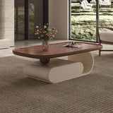 Medieval walnut coffee table living room home modern simple small apartment oval black and white designer coffee table Aimak Store