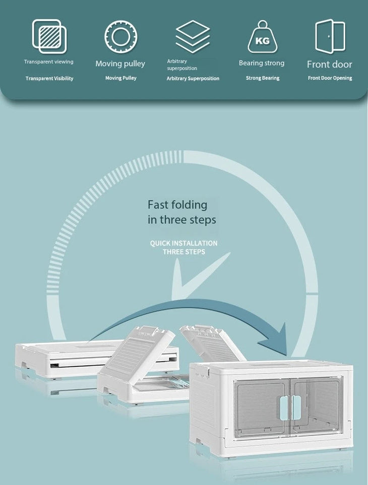 Foldable Storage Box Large Capacity Sundries PP Organizer Bedroom Transparent Stackable Toy Snacks Sorting Bin Closet Organizer Aimak Store