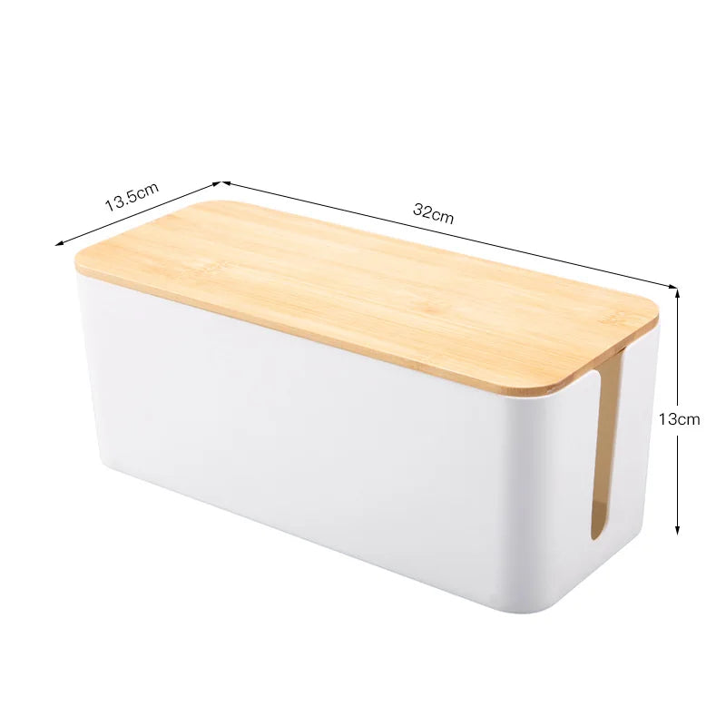 Cable Storage Box Wooden Power Line Storage Case Dustproof Charger Socket Organizer Wire Case Home Cable Winder Organizer Aimak Store