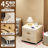 Modern Minimalist Nightstand with Drawers|Faux Wood Bedside Storage Cabinet Movable Bedroom Organizer Space-Saving HomeFurniture Aimak Store