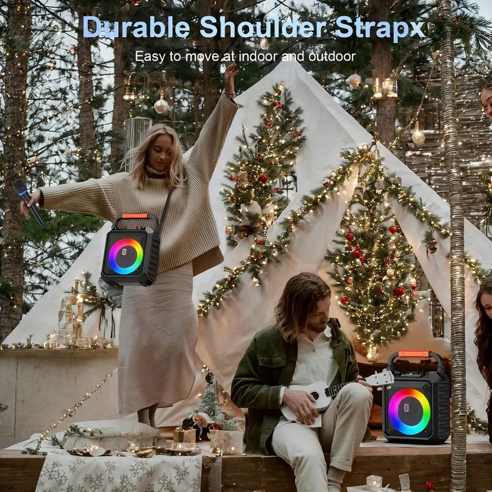 T17 Karaoke Machine Comes with 2 Wireless Karaoke Microphones, Portable Bluetooth Speaker Home Karaoke 0K System, with Rgb Colorful Lights Aimak Store