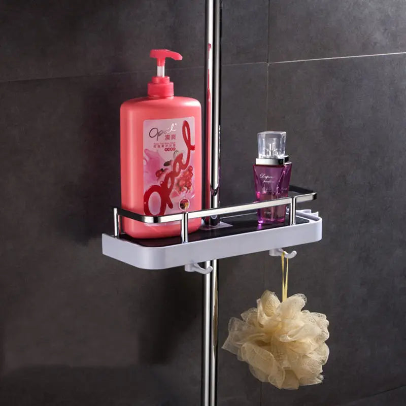 Bathroom Shower Storage Rack Organizer No Drilling Lifting Rod Shower Head Holder Shower Gel Shampoo Tray Holder Pole Shelves Aimak Store