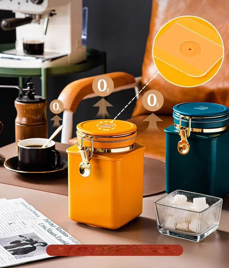 1.1L Storage Bottle Coffee Powder Sugar Container Airtight Can Holder Canister with Valve Household Food Storage Container Aimak Store