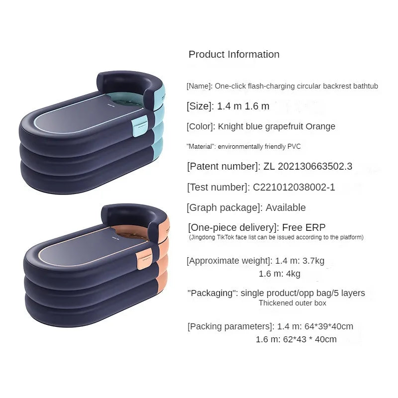 Shower Bucket for Adults PVC Folding Children's Bath Thickened Bathtub Household Inflatable Bathtub Adult Shower Bucket Aimak Store