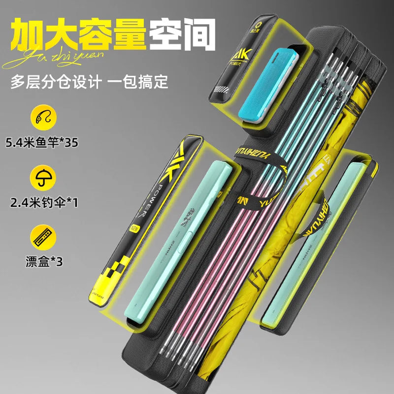 YUZHIYUAN 2025 New Fishing Rod Bag Lightweight Waterproof Wear-resistant Sea Rod Bag Special Fishing Big Belly Storage Bag Aimak Store